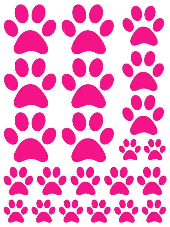 HOT PINK PAW PRINT WALL DECALS