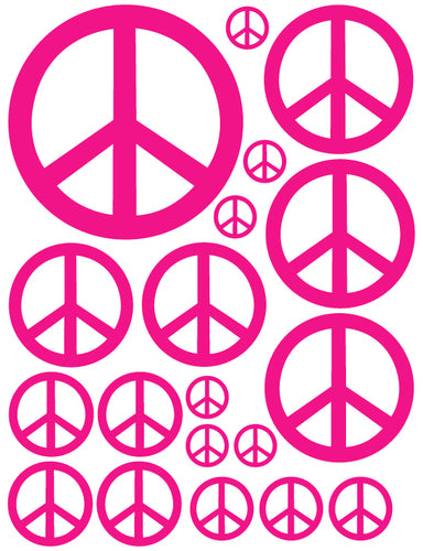HOT PINK PEACE SIGN WALL DECAL