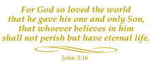 Load image into Gallery viewer, JOHN 3:16 RELIGIOUS WALL DECAL IN GOLD
