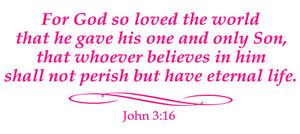 JOHN 3:16 RELIGIOUS WALL DECAL IN HOT PINK