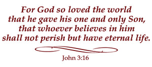 JOHN 3:16 RELIGIOUS WALL DECAL IN MAROON