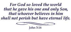 JOHN 3:16 RELIGIOUS WALL DECAL IN NAVY BLUE