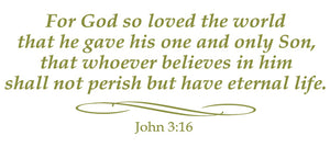 JOHN 3:16 RELIGIOUS WALL DECAL IN OLIVE GREEN