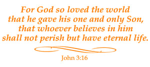JOHN 3:16 RELIGIOUS WALL DECAL IN ORANGE
