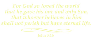 JOHN 3:16 RELIGIOUS WALL DECAL IN PALE YELLOW