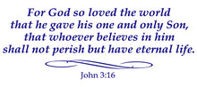Load image into Gallery viewer, JOHN 3:16 RELIGIOUS WALL DECAL IN ROYAL BLUE
