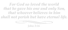 Load image into Gallery viewer, JOHN 3:16 RELIGIOUS WALL DECAL IN SILVER
