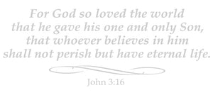 JOHN 3:16 RELIGIOUS WALL DECAL IN SILVER