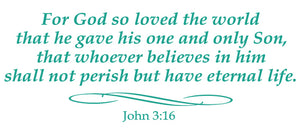 JOHN 3:16 RELIGIOUS WALL DECAL IN TURQUOISE