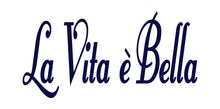 Load image into Gallery viewer, LA VITA E BELLA ITALIAN WORD WALL DECAL IN NAVY BLUE
