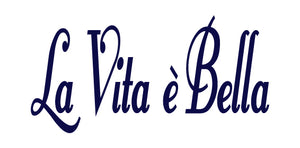 LA VITA E BELLA ITALIAN WORD WALL DECAL IN NAVY BLUE