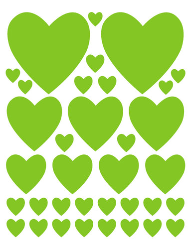 LIME GREEN HEART WALL DECALS