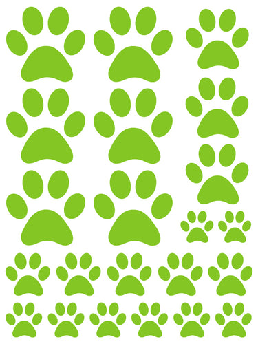 LIME GREEN PAW PRINT WALL DECALS