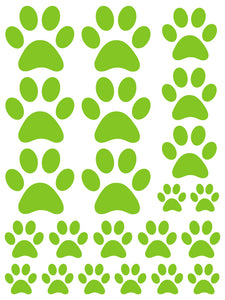 LIME GREEN PAW PRINT WALL DECALS