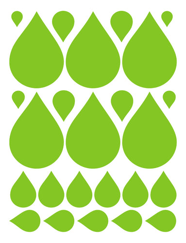 LIME GREEN RAINDROP WALL DECALS