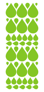 LIME GREEN RAINDROP WALL STICKERS