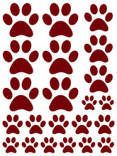Load image into Gallery viewer, MAROON PAW PRINT WALL DECALS
