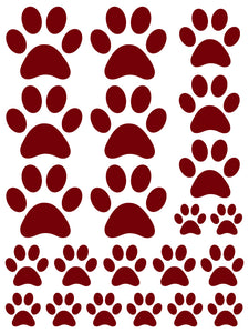 MAROON PAW PRINT WALL DECALS
