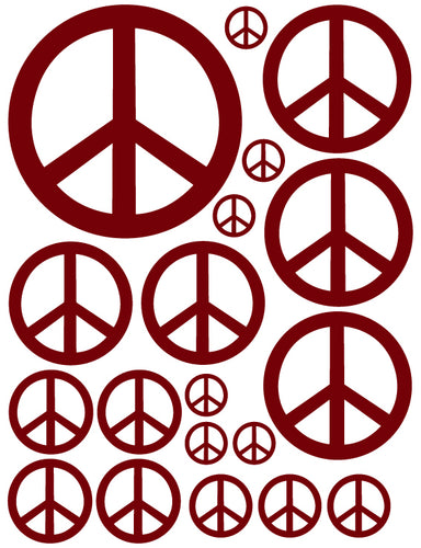 MAROON PEACE SIGN WALL DECALS