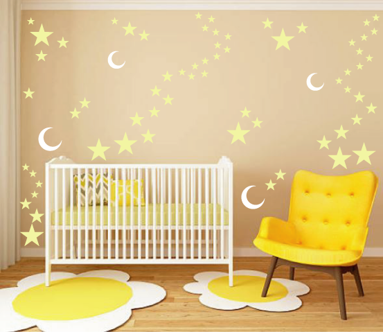 MOON AND STARS WALL STICKERS