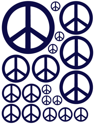 NAVY BLUE PEACE SIGN WALL DECAL