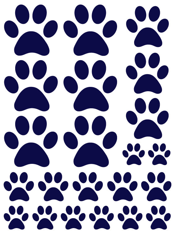 NAVY BLUE PAW PRINT WALL DECALS