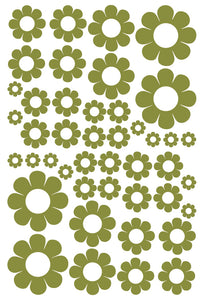 OLIVE GREEN DAISY WALL STICKERS