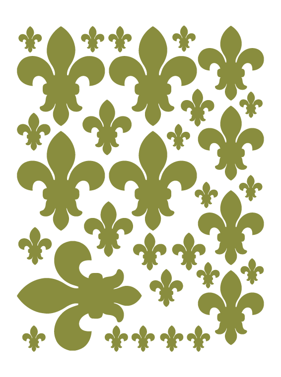 OLIVE GREEN FLEUR DE LIS WALL STICKERS