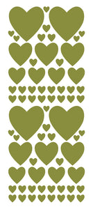 OLIVE GREEN HEART WALL STICKERS