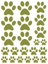 Load image into Gallery viewer, OLIVE GREEN PAW PRINT WALL DECALS
