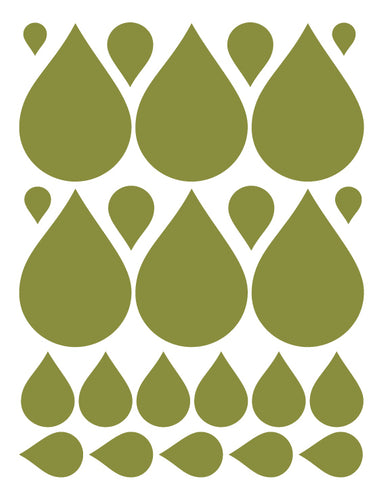 OLIVE GREEN RAINDROP WALL DECALS