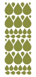 OLIVE GREEN RAINDROP WALL STICKERS