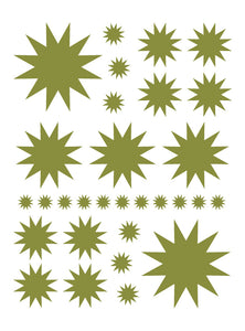 OLIVE GREEN STARBURST WALL DECALS