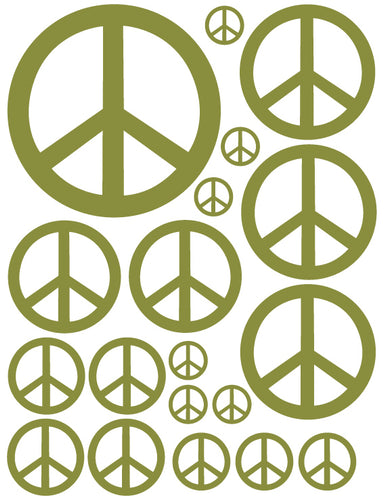 OLIVE GREEN PEACE SIGN WALL DECAL