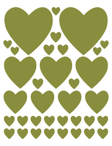 OLIVE GREEN HEART WALL DECALS