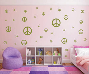 Olive Green Peace Sign Wall Decals | Peace Sign Sticker | WhimsiDecals