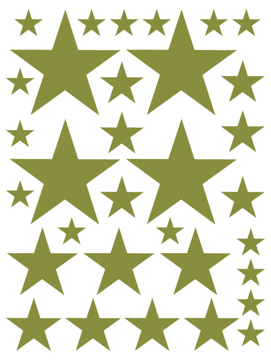 OLIVE GREEN STAR WALL DECALS
