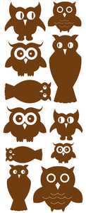 OWL WALL DECALS BROWN