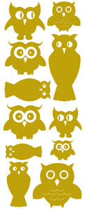 OWL WALL DECALS SATIN GOLD