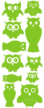 Load image into Gallery viewer, OWL WALL DECALS LIME GREEN
