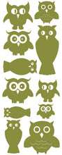 Load image into Gallery viewer, OWL WALL DECALS OLIVE GREEN
