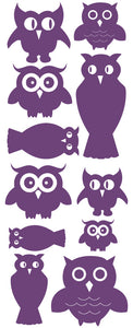 OWL WALL DECALS PURPLE