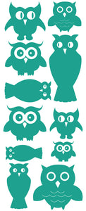 OWL WALL DECALS TURQUOISE