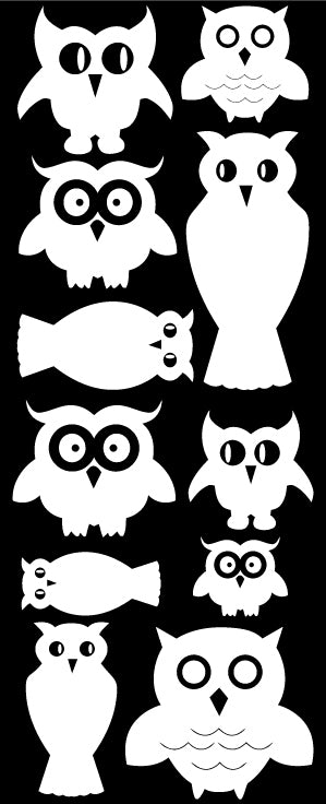 OWL WALL DECALS WHITE