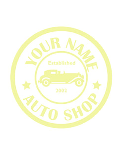 CUSTOM AUTO SHOP WALL DECAL IN PALE YELLOW