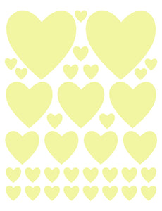 PALE YELLOW HEART WALL DECALS