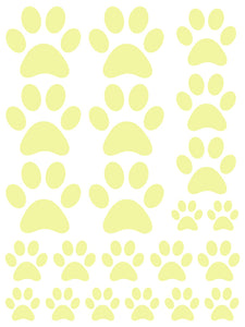 PALE YELLOW PAW PRINT WALL DECALS