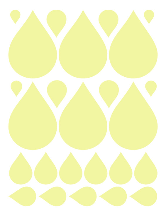 PALE YELLOW RAINDROP WALL DECALS