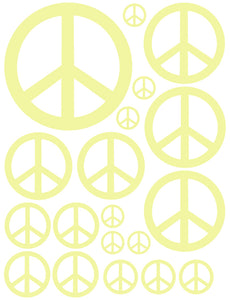 PALE YELLOW PEACE SIGN WALL DECAL