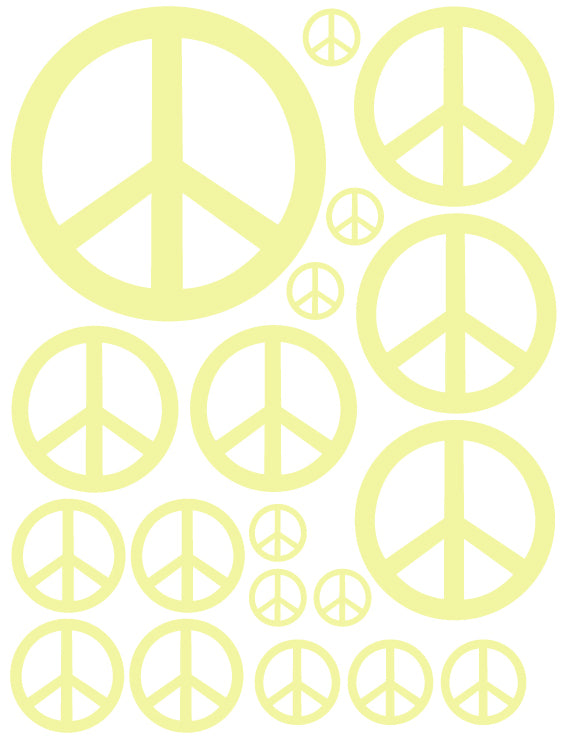 PALE YELLOW PEACE SIGN WALL DECAL
